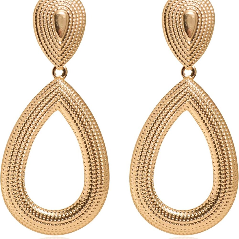 Gold Women Earrings Gold Teardrop Earrings Simple Big Drop Dangle Statement Earr